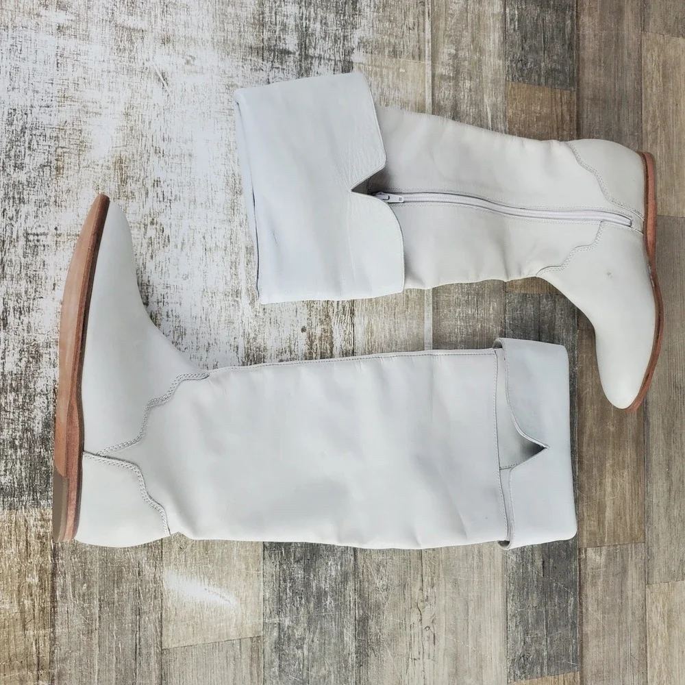 Vintage‎ Foundry Co Womens Tall Leather Boots Sz 7.5 Foldover